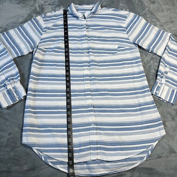 a new day Stripe Button Down Shirt Size Large Nautical Coastal Casual - Picture 8 of 12